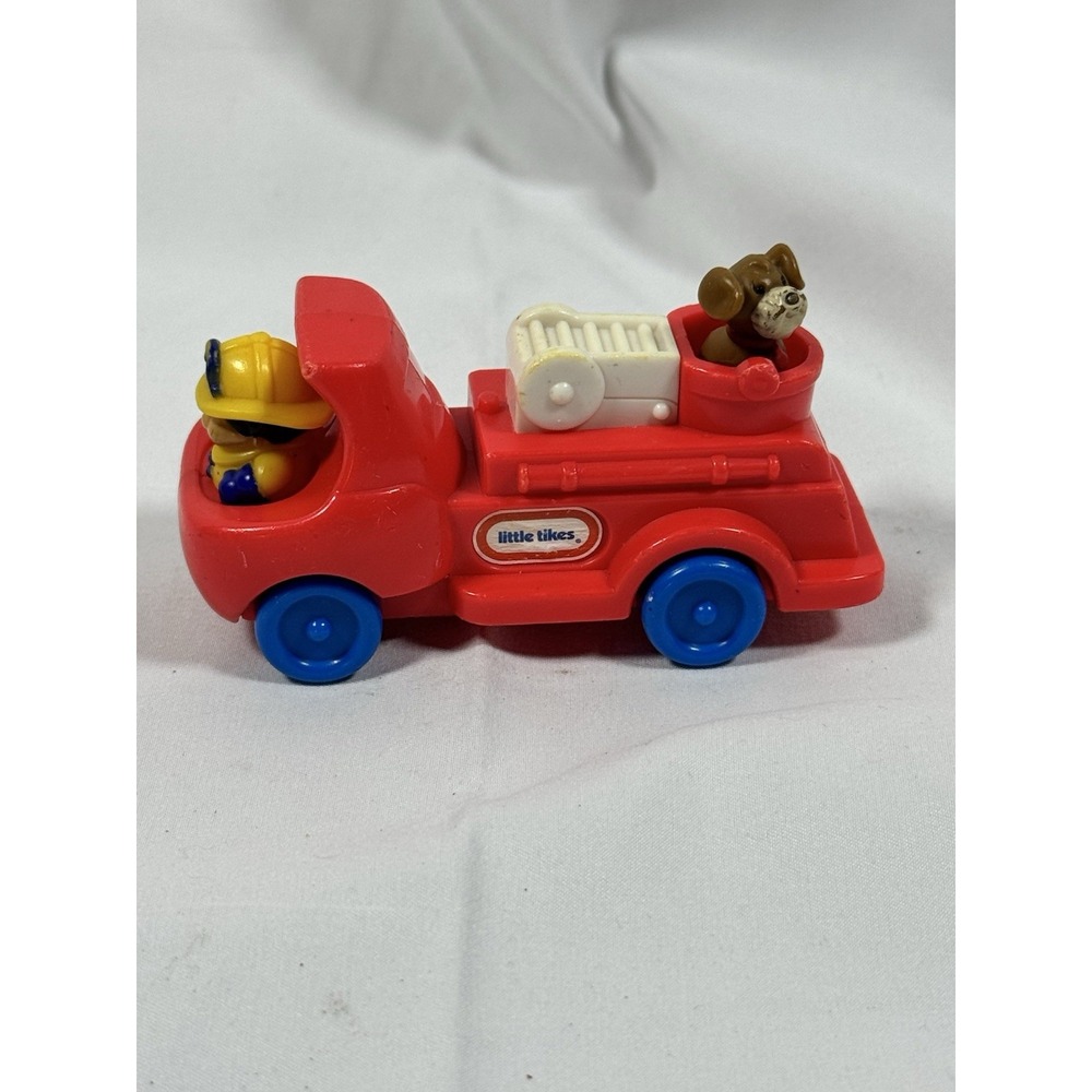 Vintage 2004 Little Tikes Burger King Fire Truck Toy Red with Dog and Fireman
